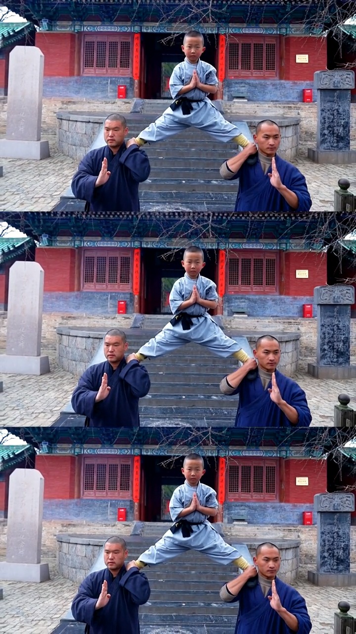 少林功夫#少林叠罗汉,朝天蹬,小必成在少林寺等你一块练功
