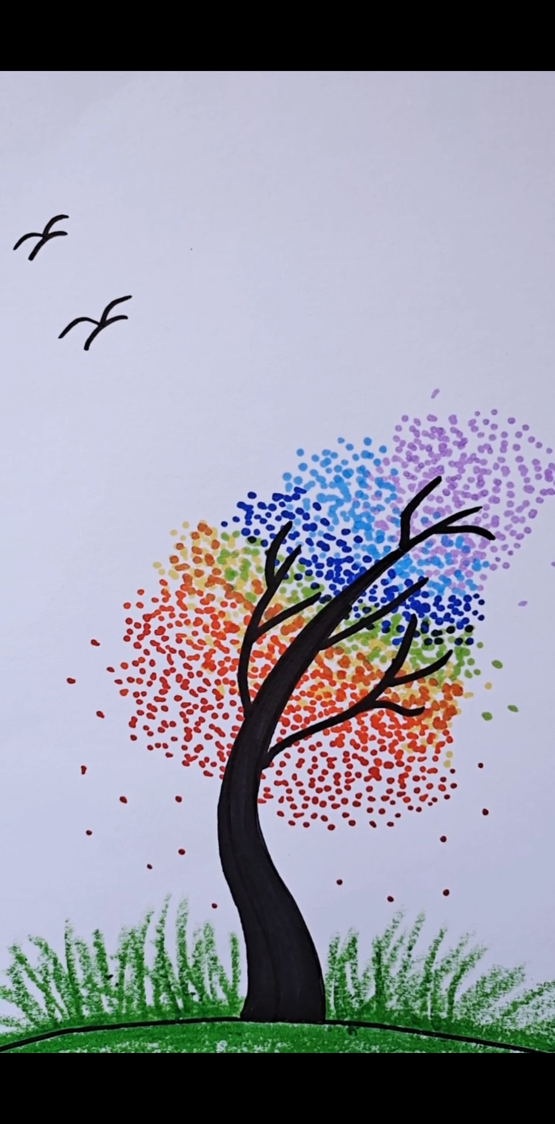 创意简笔画#彩虹树这样画秒会哦-度小视