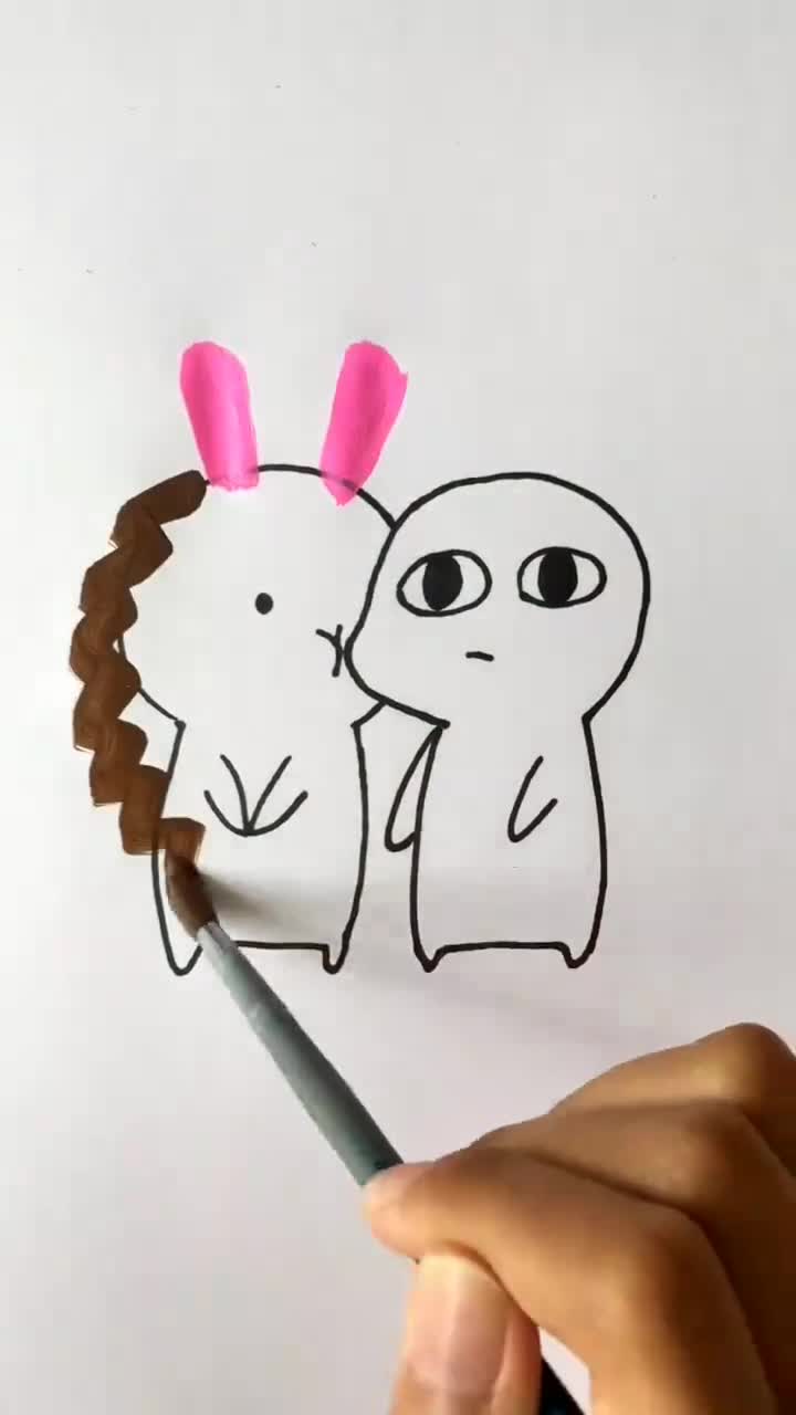 画画原来如此简单#老爸和我谁画得更好