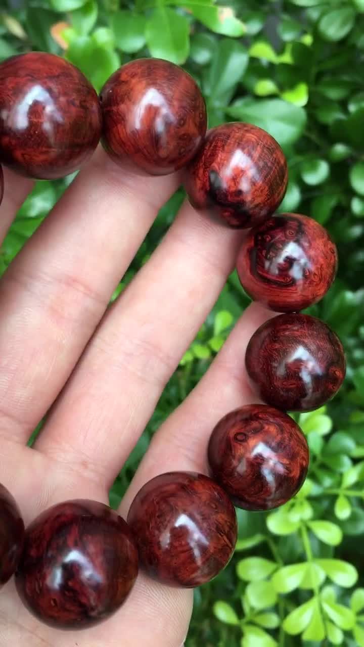 顶级海南黄花梨极品油梨瘤疤手串