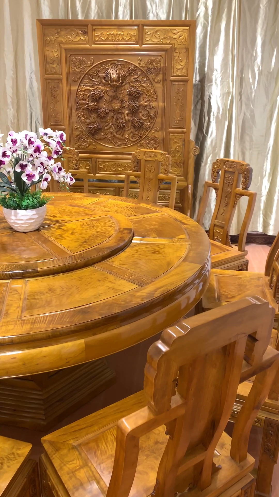 古典红木家具#金丝楠木圆餐桌