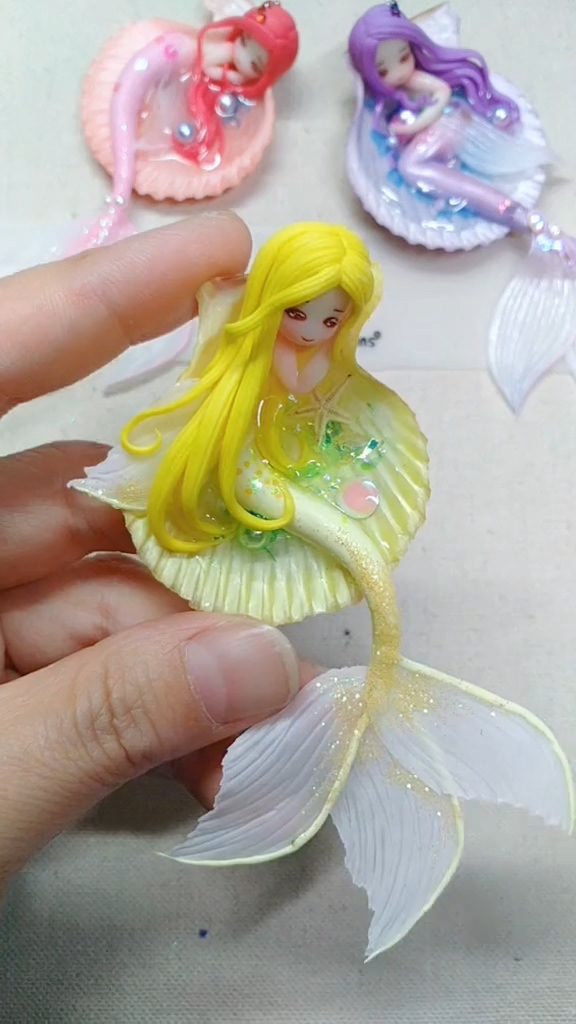 手工#最近喜欢做贝壳美人鱼创意小视频