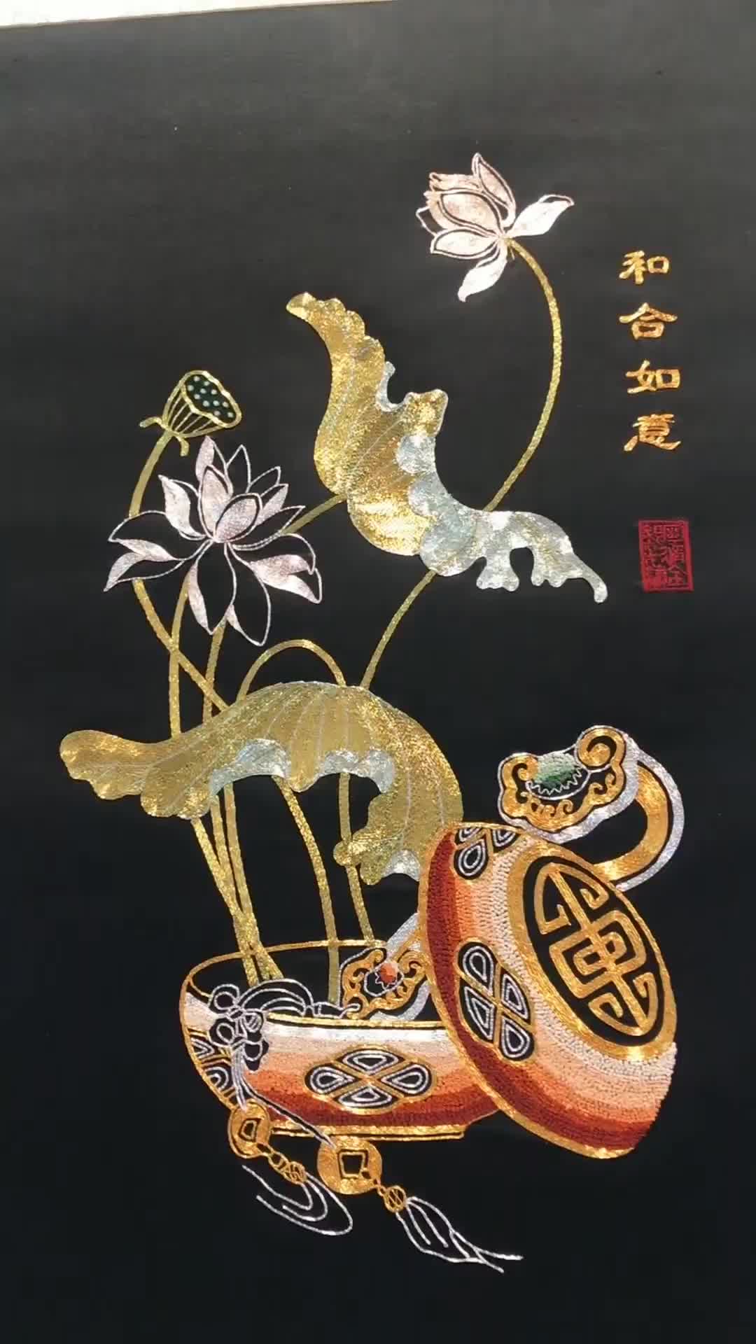 大师作品金银彩绣画,视频只有10秒钟,却需要大师十年的功力!