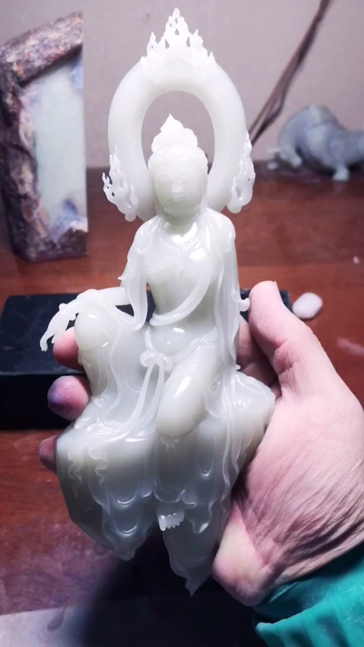 我的私藏景点#大师做品和田玉自在观音