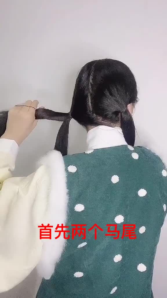 30秒一个百搭汉服发型会编麻花辫就可以插两个小发饰很可爱了