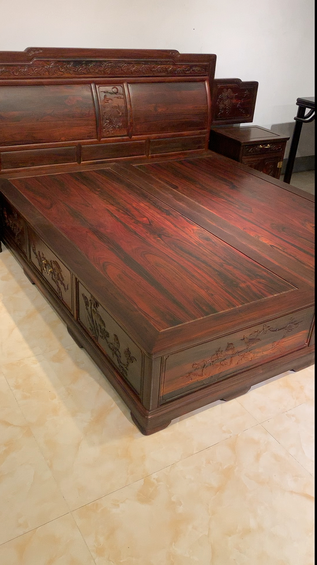 古典红木家具#大红酸枝高低床,榫卯结构,能用一辈子的床