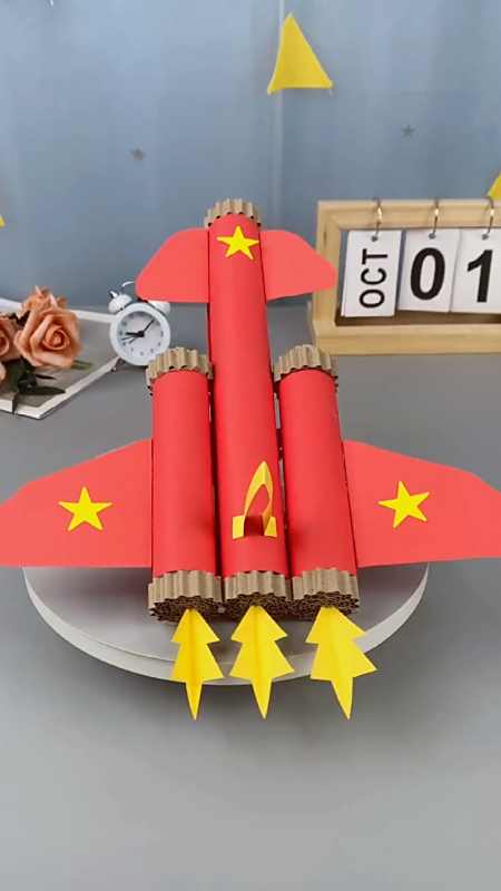 手工制作#跟孩子一起用纸筒做个飞机,感受节日气氛#国庆节手工#幼儿