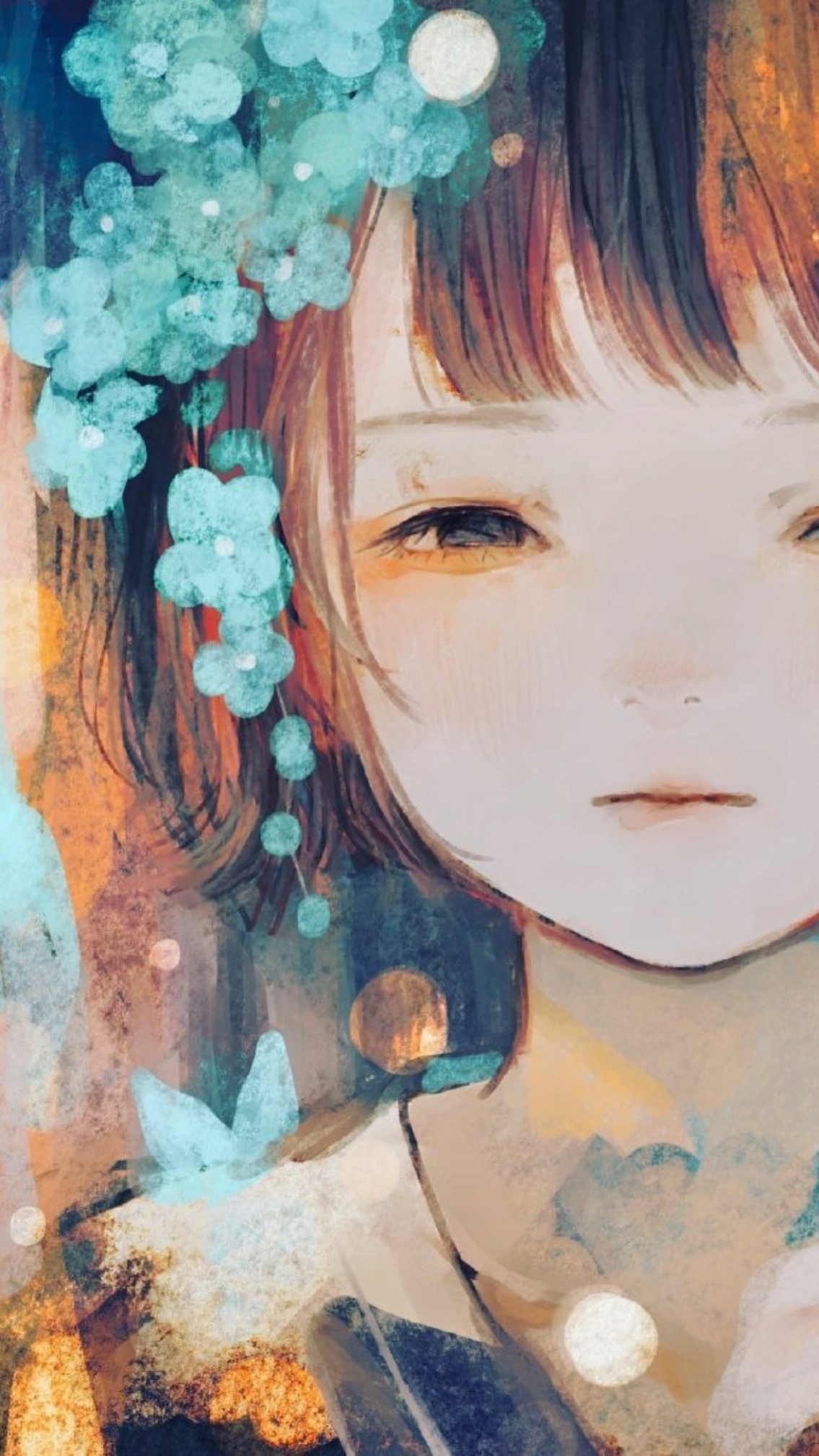 水彩#orie 笔下的短发圆脸少女