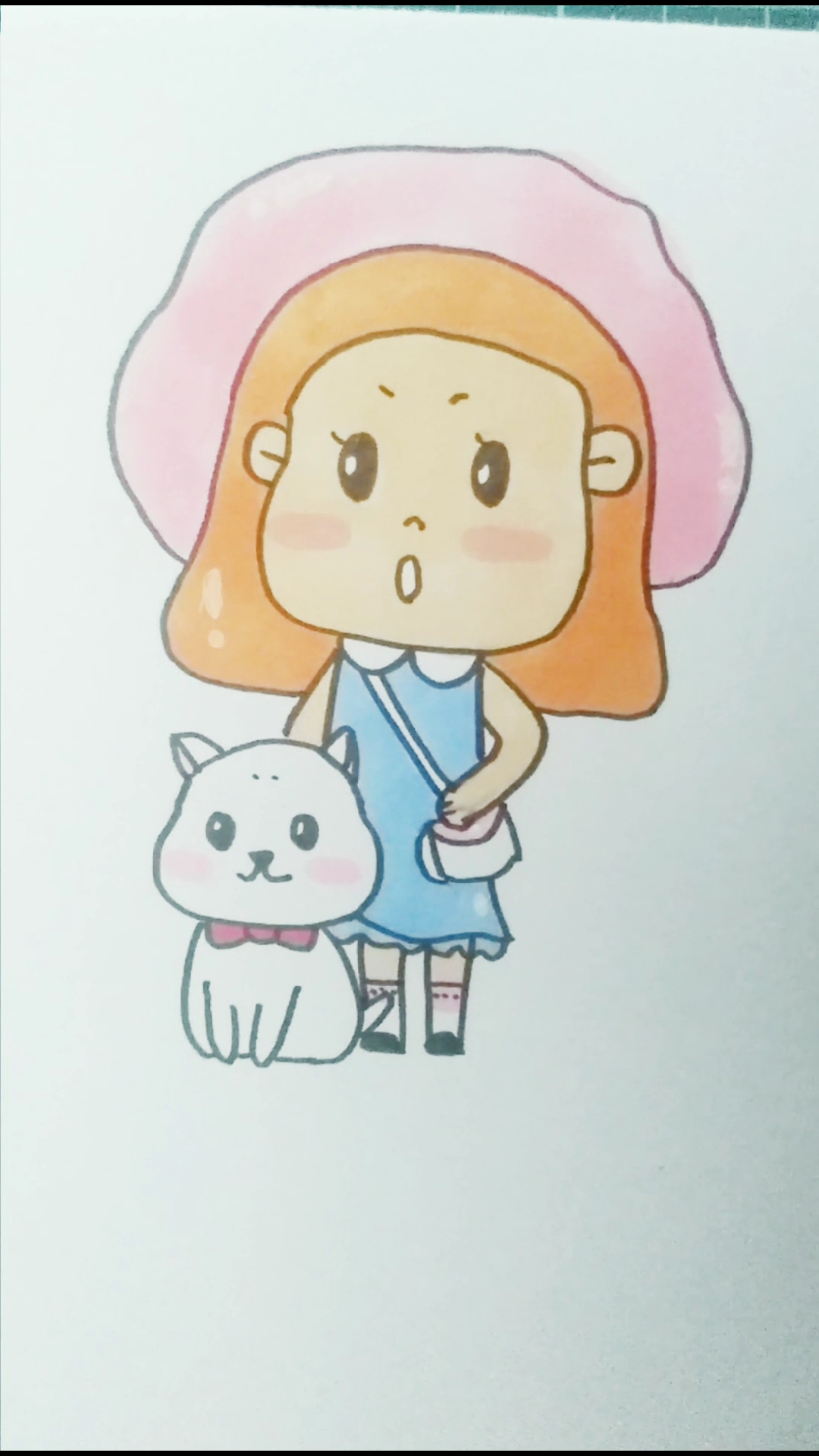 简笔画#教你画带着狗狗的小女孩-度小视