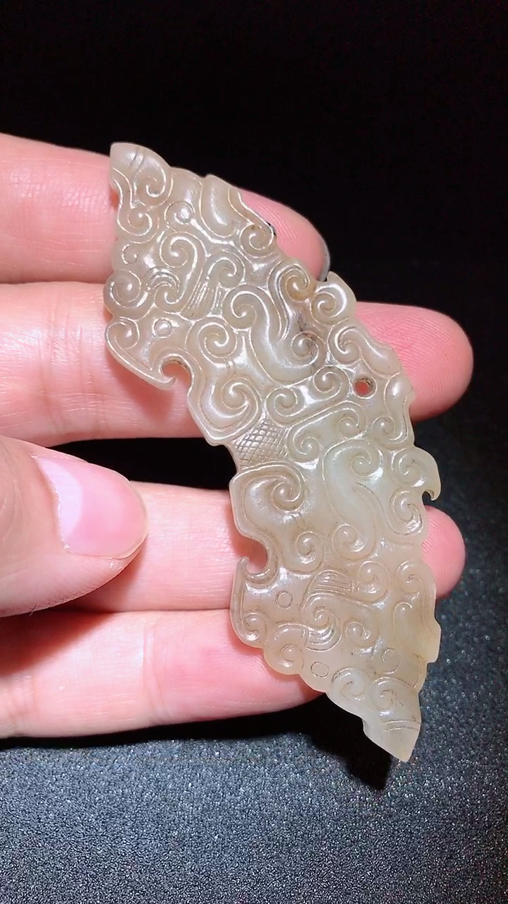 高古玉#高古和田玉双卷云纹玉璜