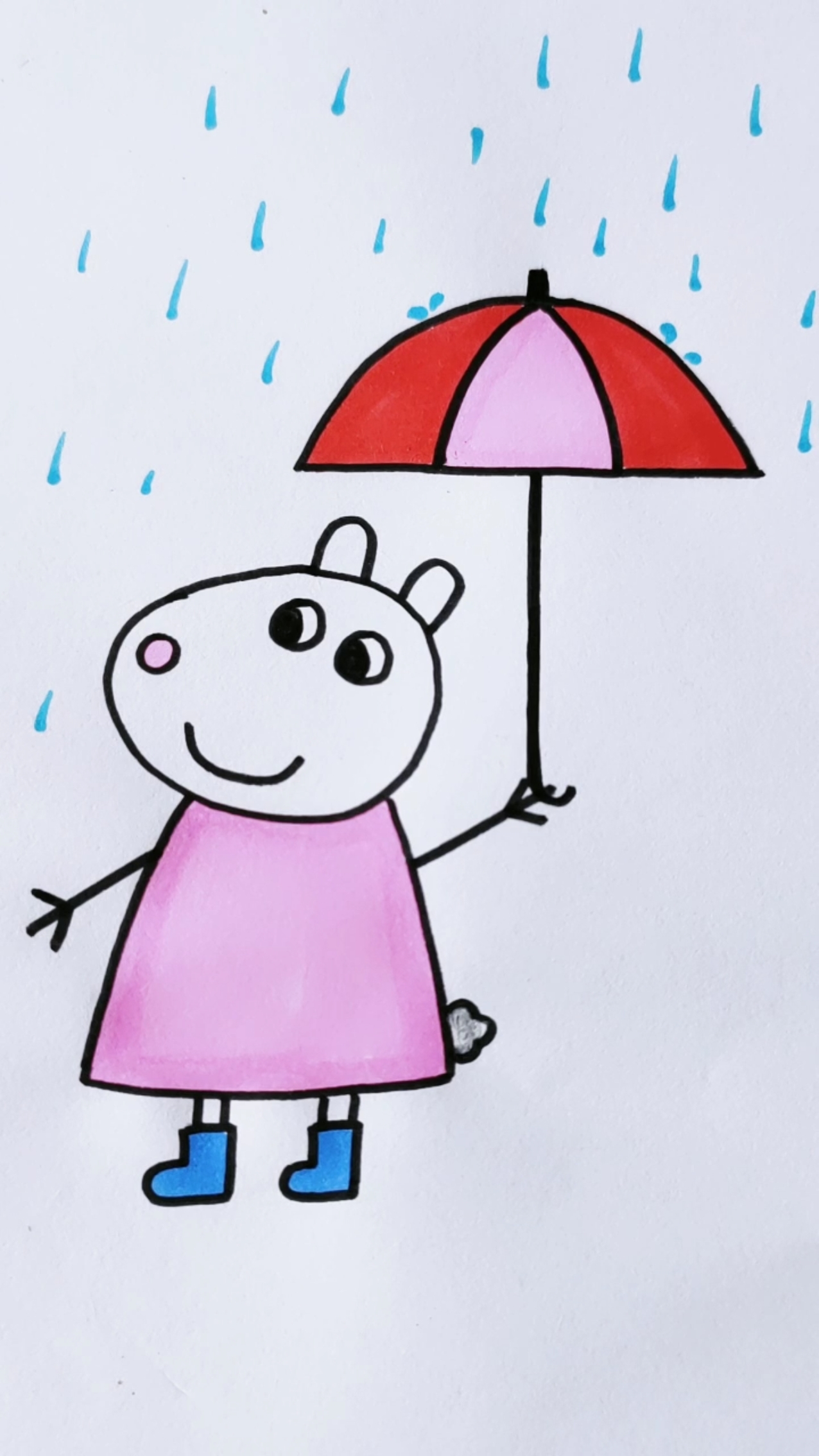 简笔画#下雨了,小羊苏西去哪?