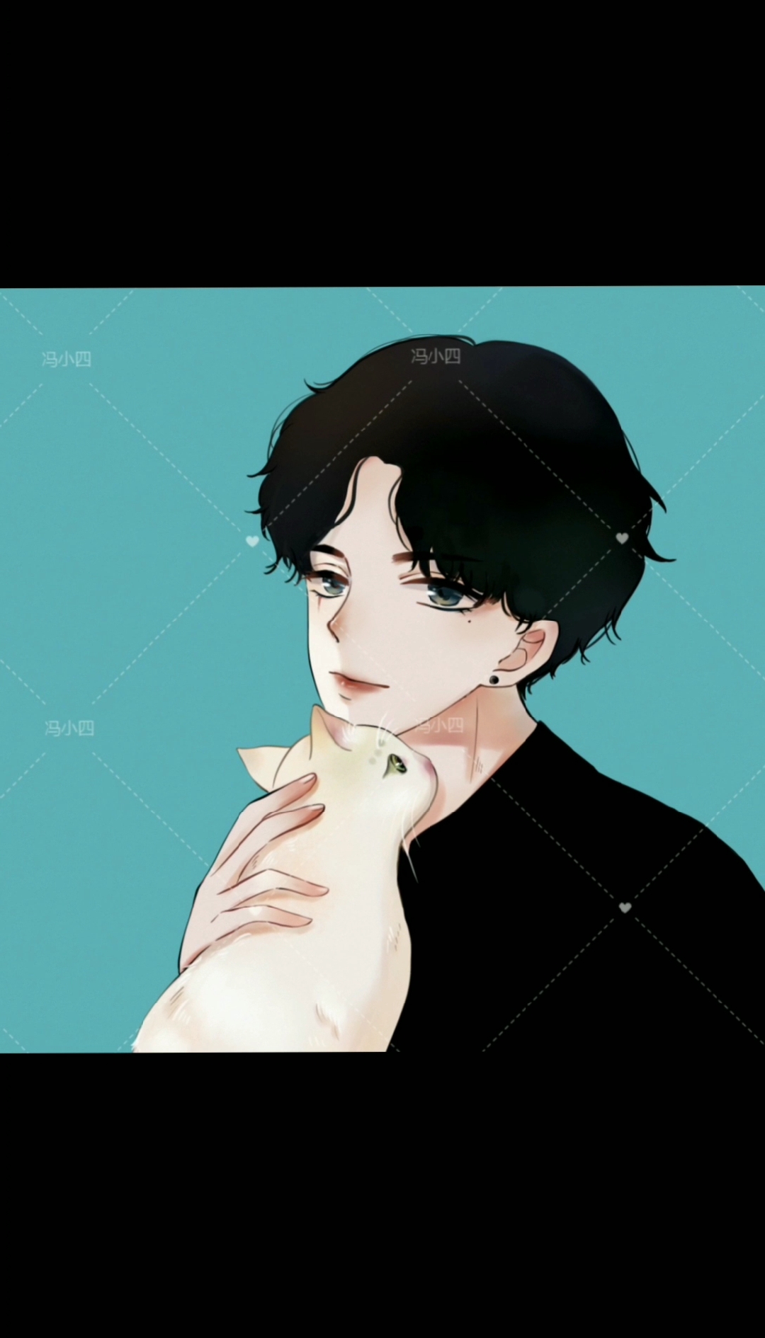 我要上热门#是一张稿子吖,设定:男孩子,猫,高冷