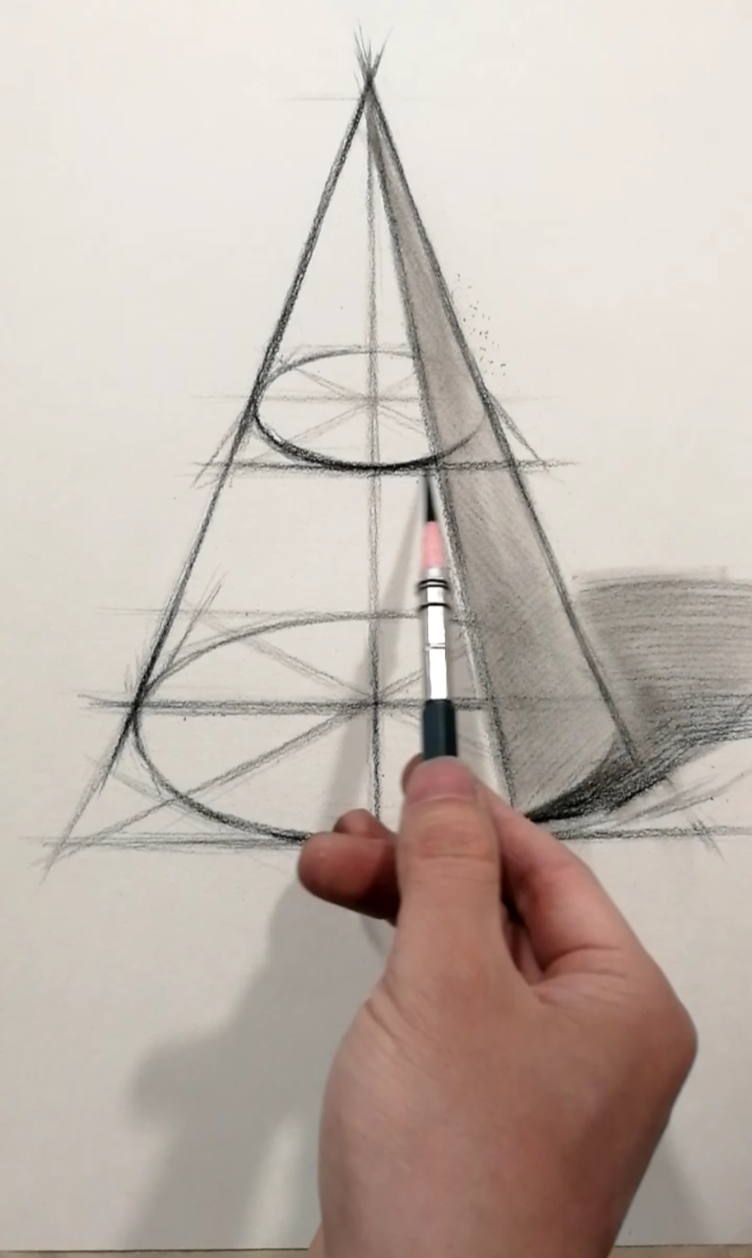 美术生#教你画素描~圆锥结构素描