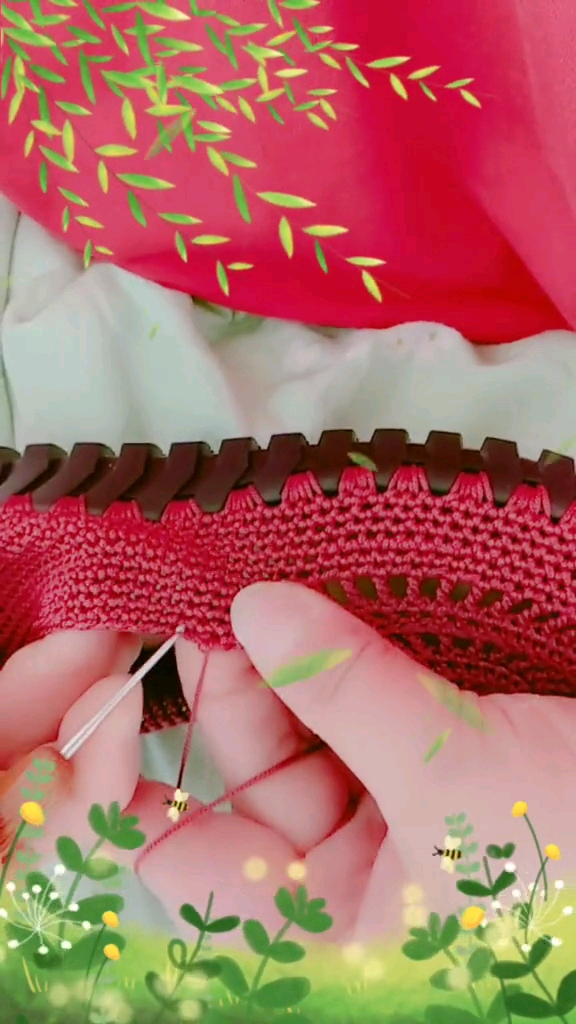 最后钩一圈倒钩针