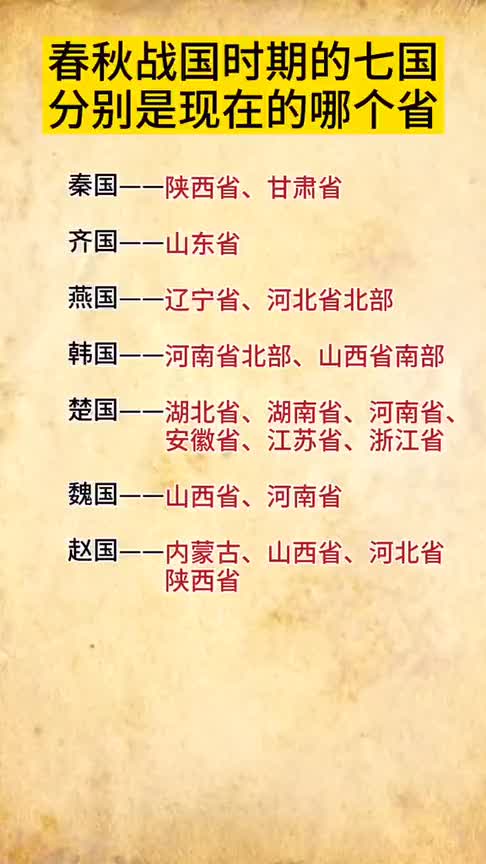 古代的七国,分别是现在的哪个省份