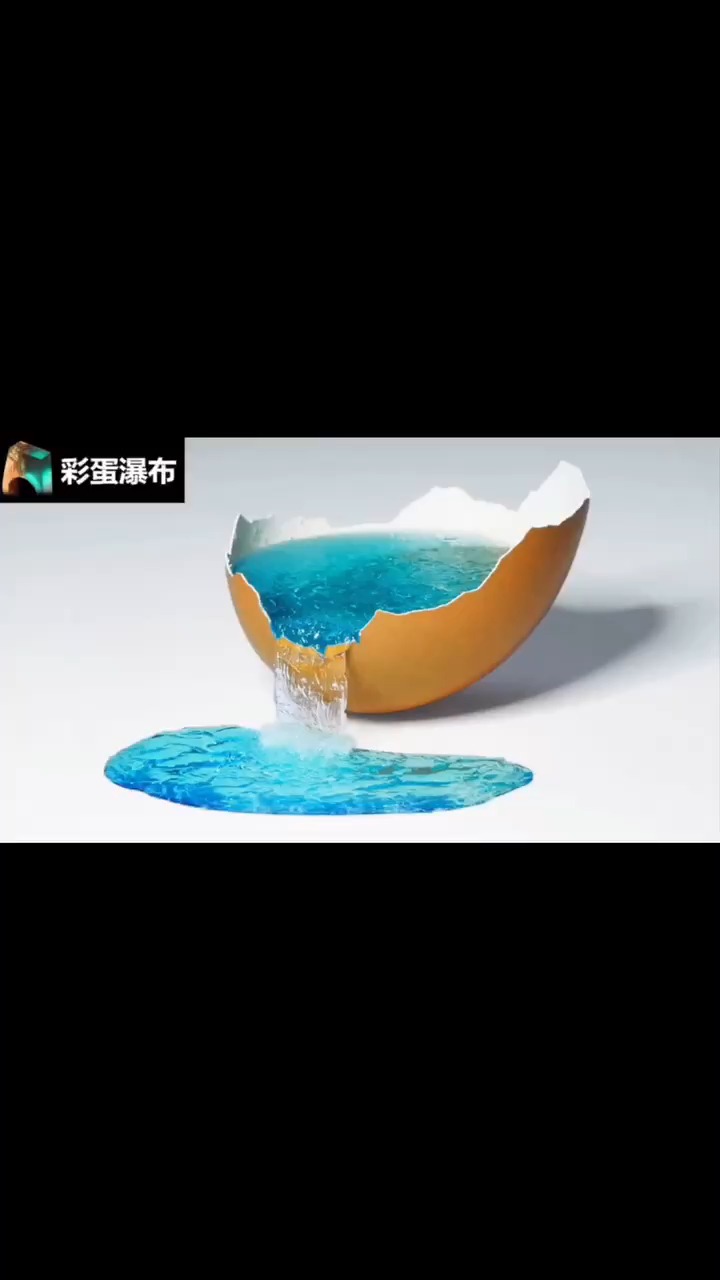 手工达人用蛋壳制作"彩蛋瀑布"树脂模型,非常漂亮的工艺品