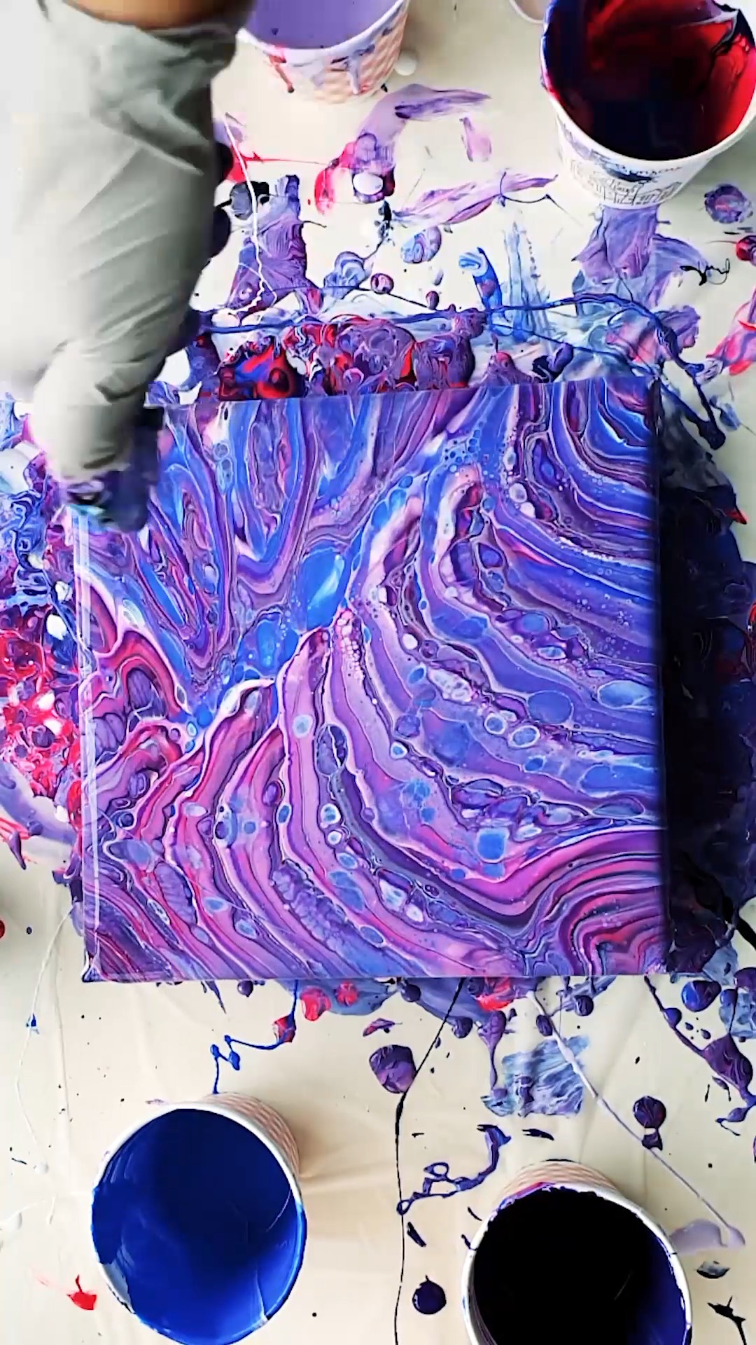 绘画#创意流体画 最简单的细胞效果手法-度小视