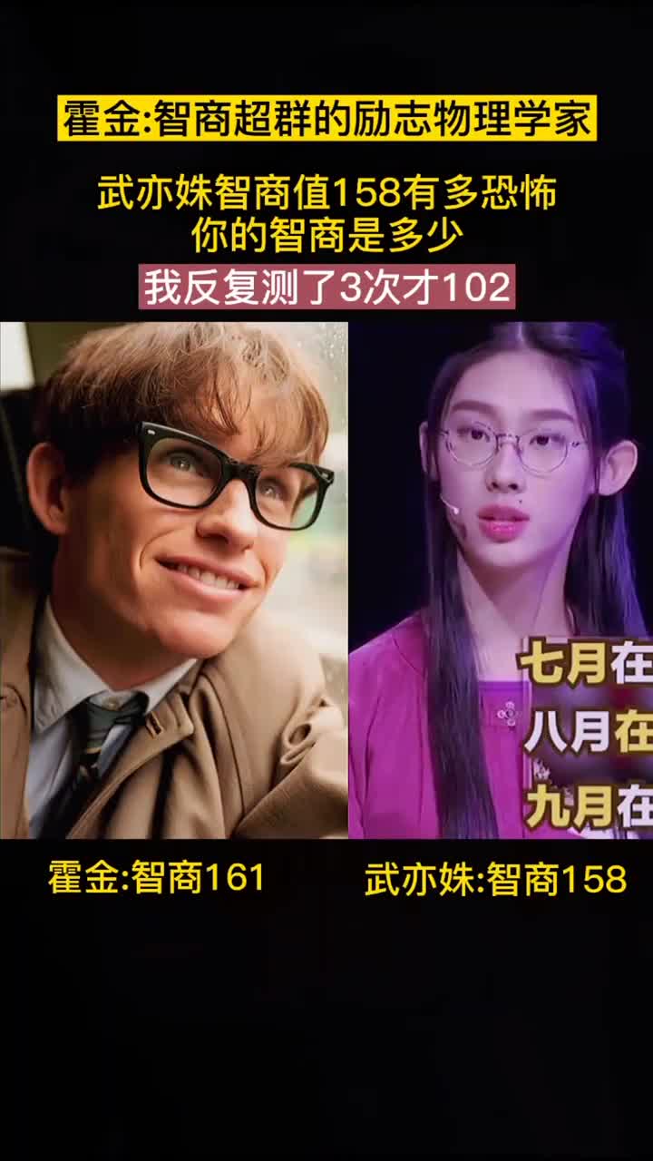 武亦姝智商值高达158,我反复了3次居然是102,你的智商是多少?