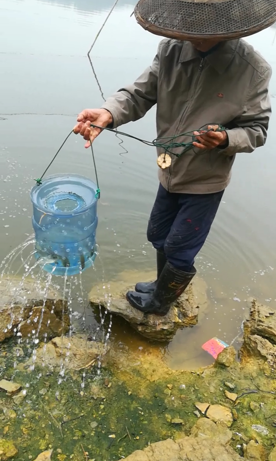 户外抓鱼#仔细看,抓到了好多鱼!