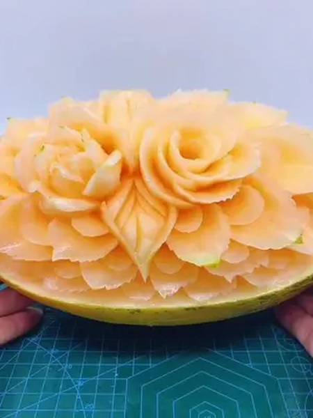 哈密瓜还能这样玩创意水果 创意水果拼盘 水果雕刻 手工 我的生活日记