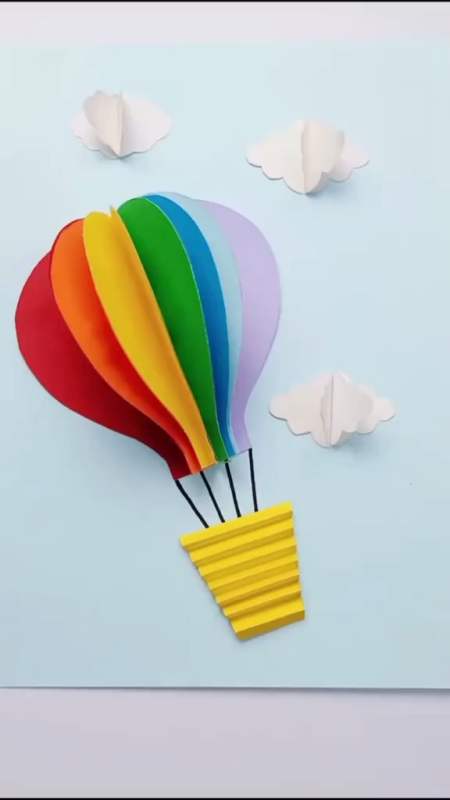 手工制作#立体热气球,喜欢的快动手做一下吧!-度小视