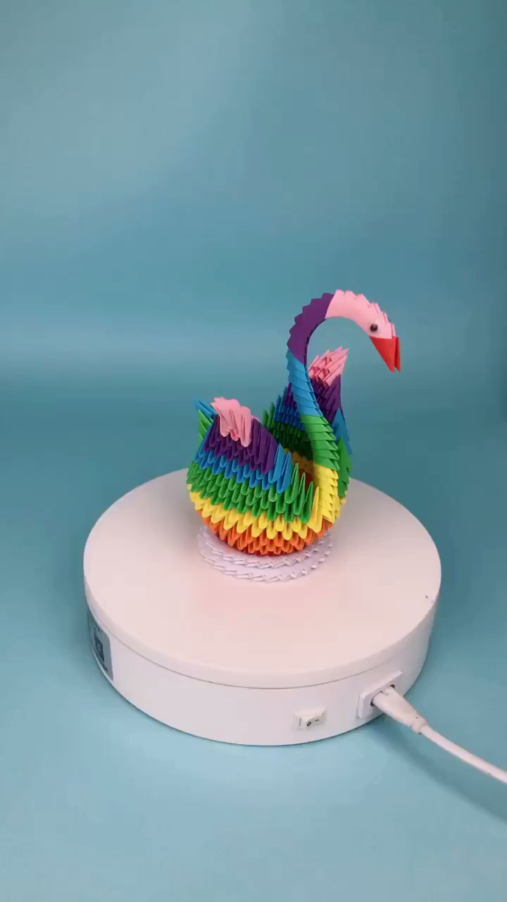 2019,立个新年flag#奕耘手工三角插折纸彩虹天鹅