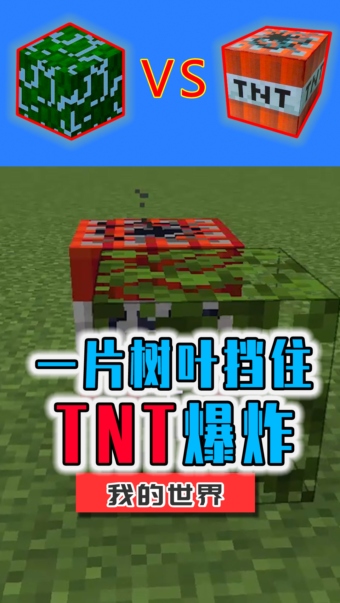 #我的世界#mc爆炸逃生指南!教你如何用一片树叶来抵消tnt的爆炸伤害!-