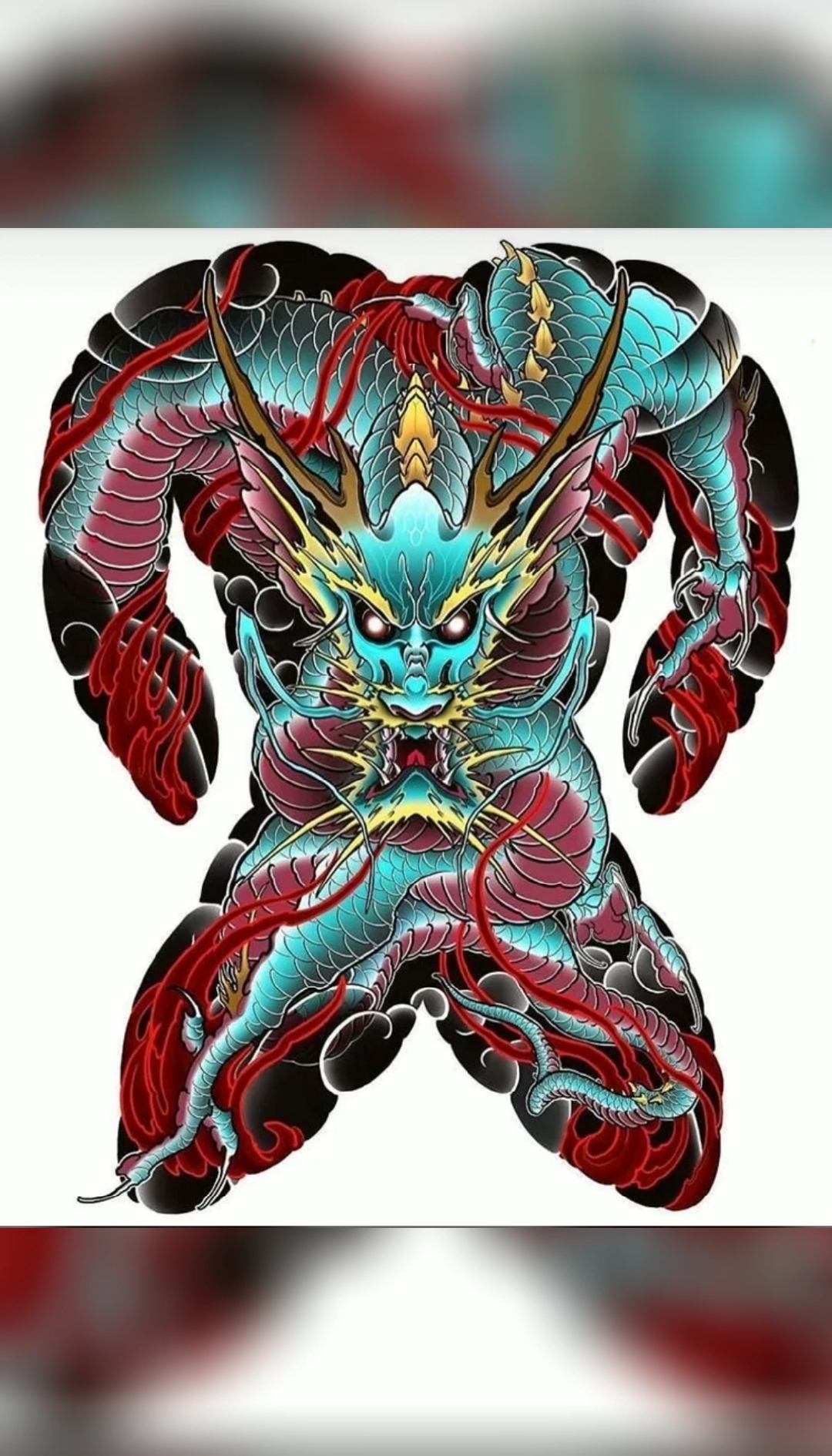 纹身#老传统满背文身素材龙