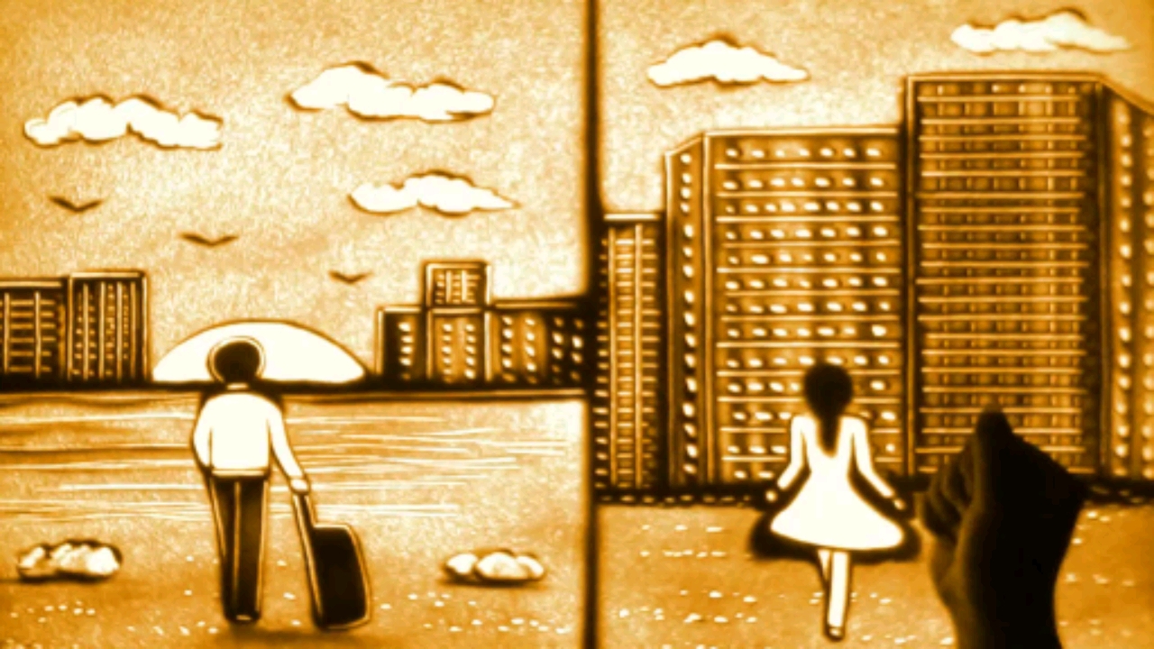 沙画,婚礼沙画视频,浪漫爱情沙画,婚礼开场短片.