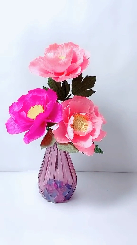 皱纹纸牡丹#皱纹纸#手工花