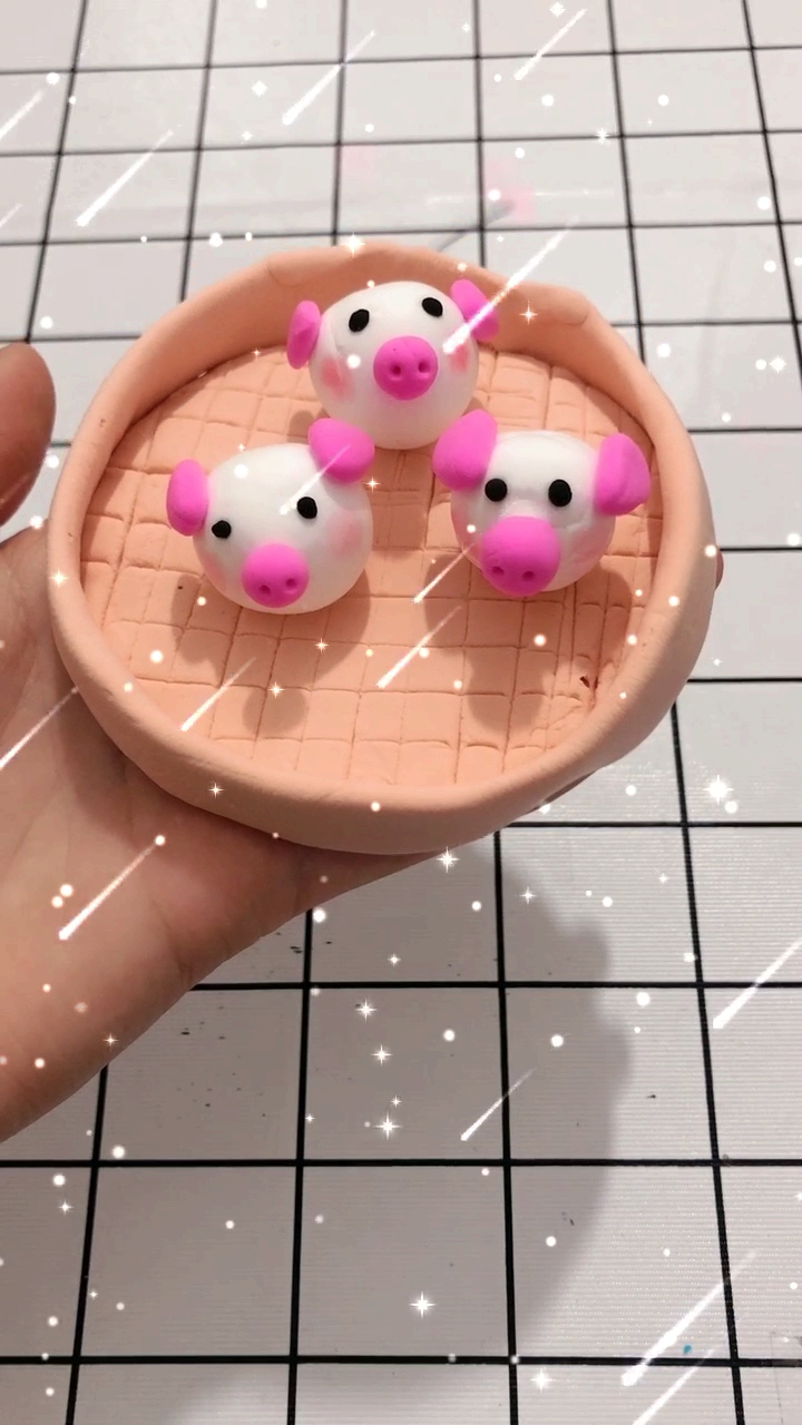 超轻黏土做可爱的小笼包