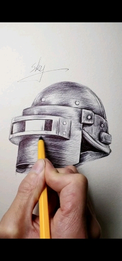 趣味手绘圆珠笔绘制三级头盔