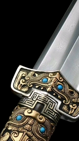 树心纹花纹钢战国宝剑越剑七星井水重蚁木饕餮纹贵族佩剑鎏金银宝石装