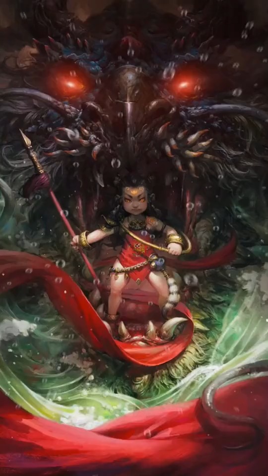 哪吒:项套乾坤圈,臂缠混天绫手持火尖枪,实力与二郎神相差不大-度小视
