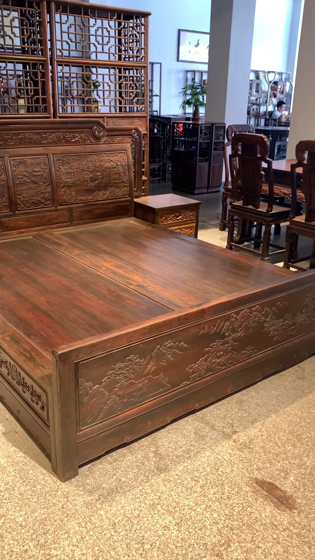 古典红木家具#大红酸枝古典大床