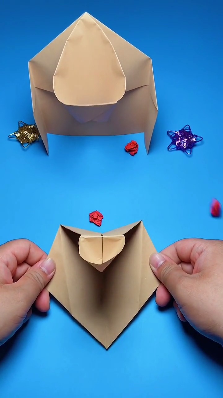 手工折纸#超好玩的桌面投篮小玩具
