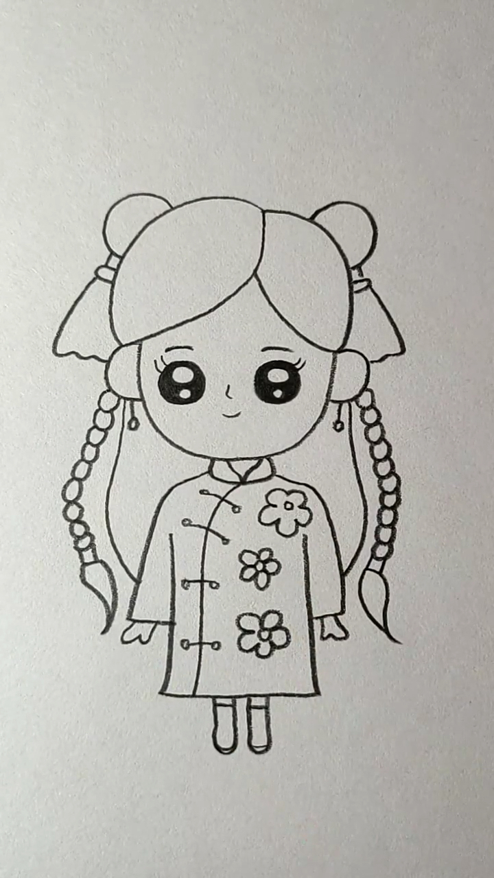 简笔画#画漂亮可爱的旗袍小美女-度小视