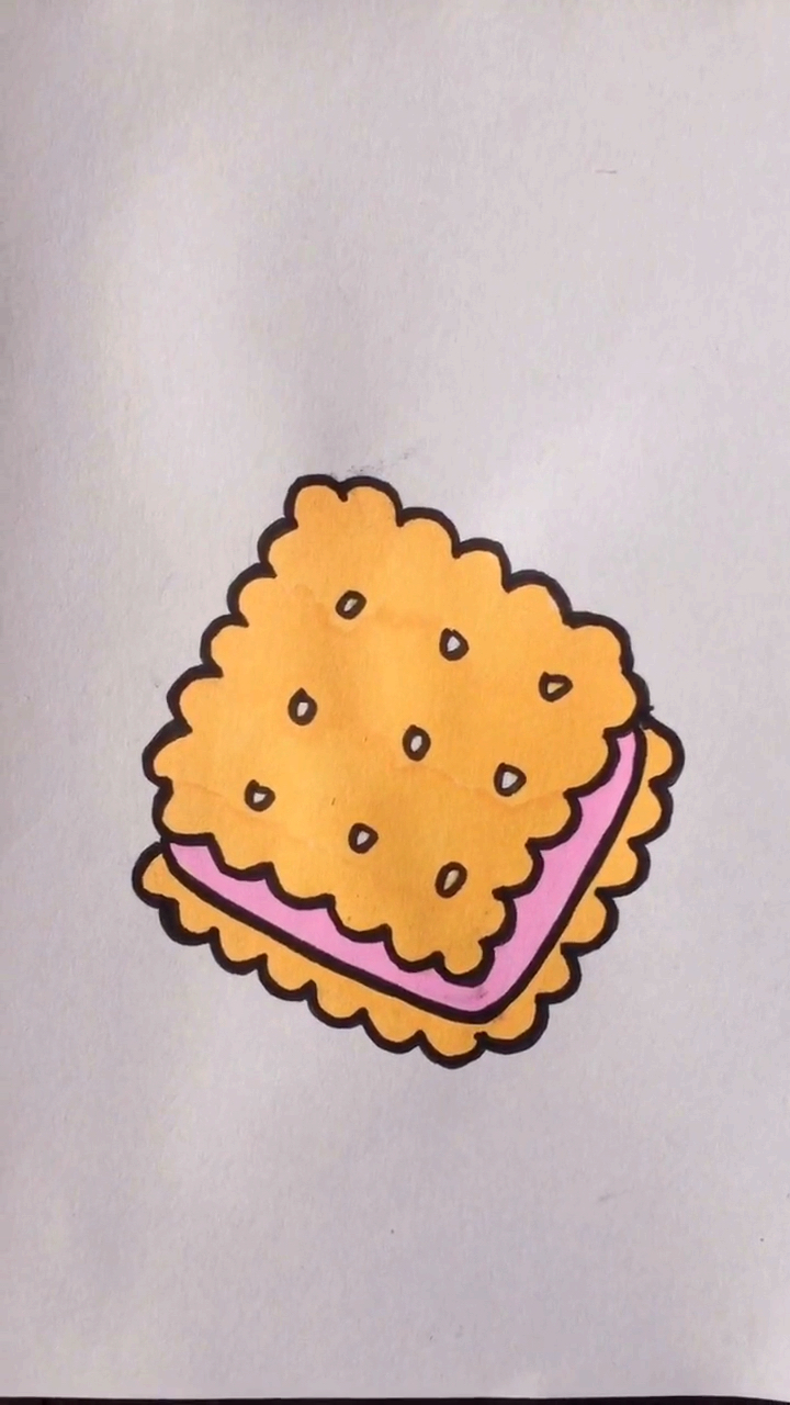 画画原来如此简单#教你画草莓夹心饼干-度小视