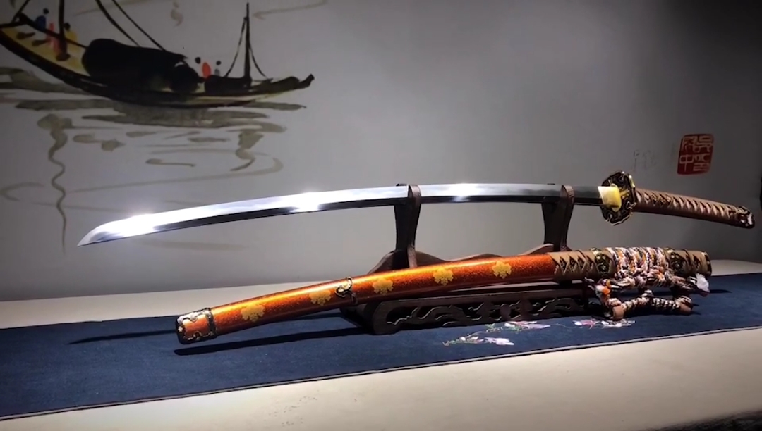 丰臣氏太刀地肌花纹钢涛乱烧刃上研丰臣秀吉佩刀