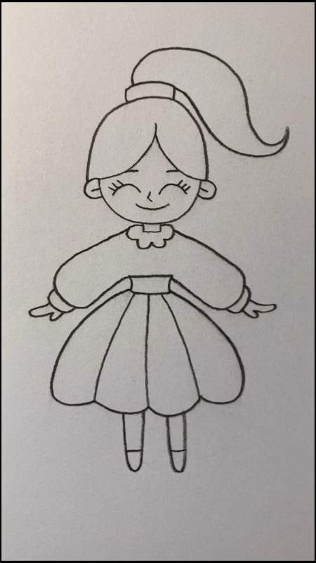 画可爱的单马尾辫女孩跟我一起学吧