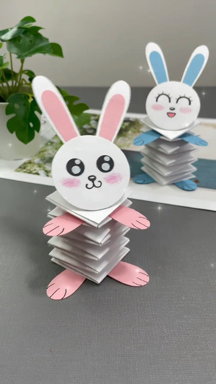 我要上热门#这个弹簧小白兔太可爱了吧,做来给孩子玩玩.