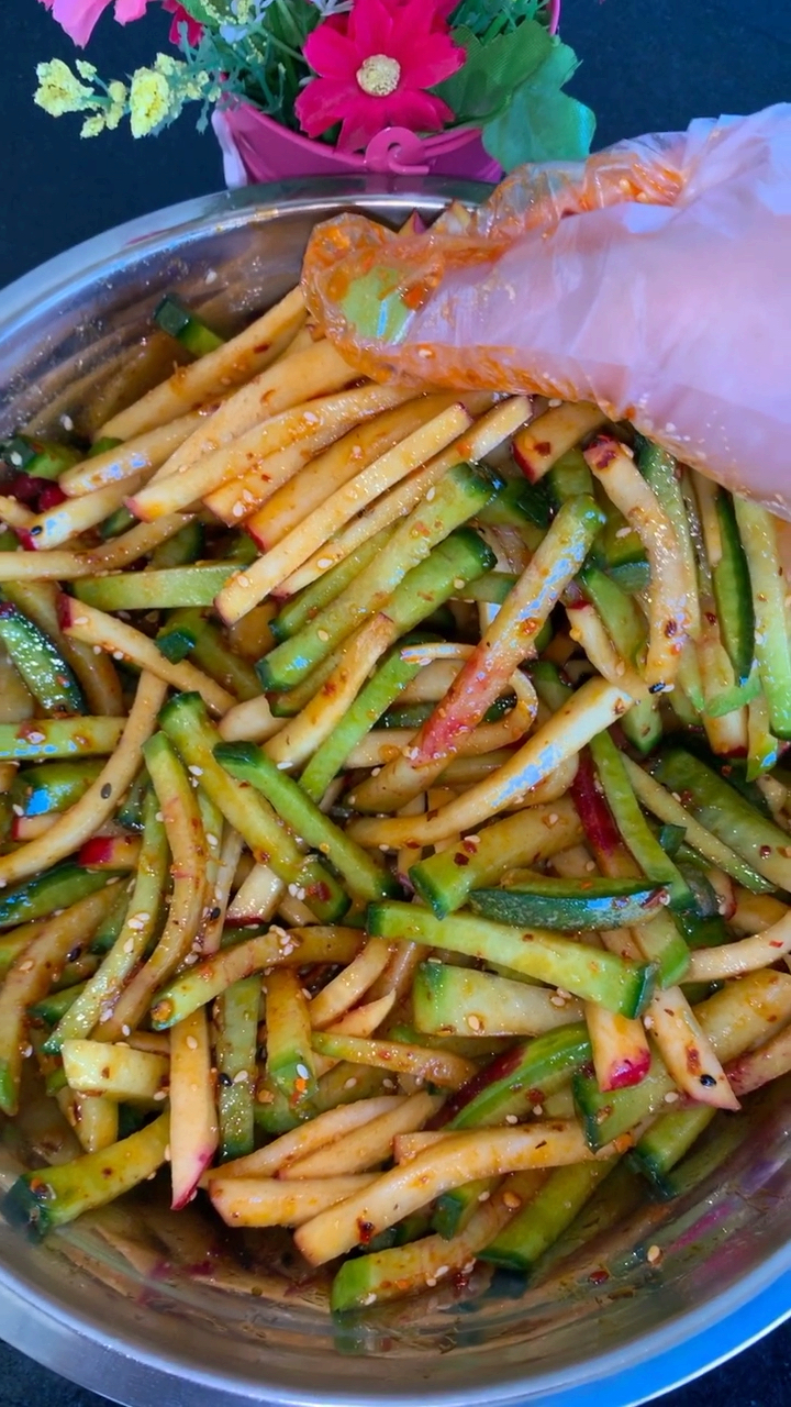 美食教程#拌萝卜条