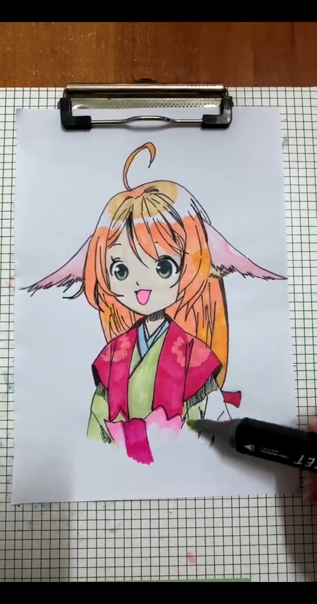 今天画画老师让我们画q版狐妖小红娘,我和画友画的-度小视