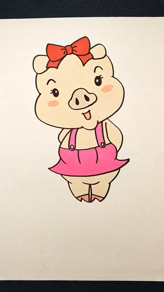 简笔画#带蝴蝶结的猪妹妹,是不是很可爱?