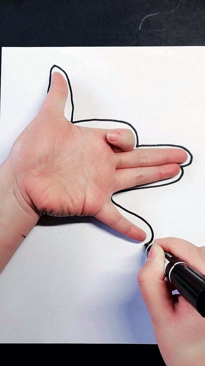 创意简笔画#手掌画大灰狼