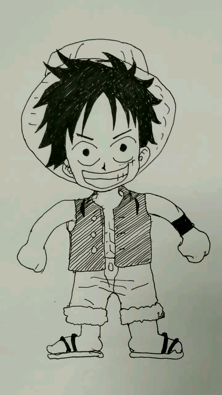 手绘q版的蒙奇·d·路飞,有喜欢的吗?