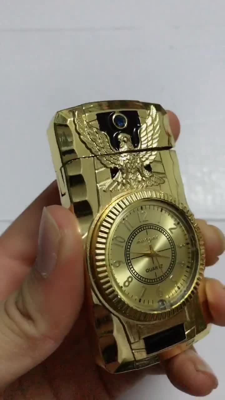 土豪金石英手表点烟器手表正常看时间