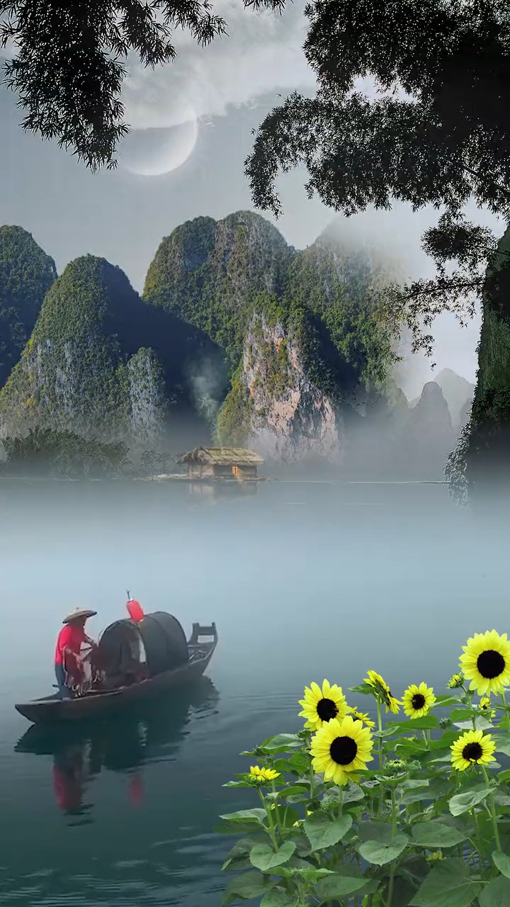 半山半水半云烟,桃园仙境捕鱼生,人世烟火不过问,只愿就在此丛间,治愈