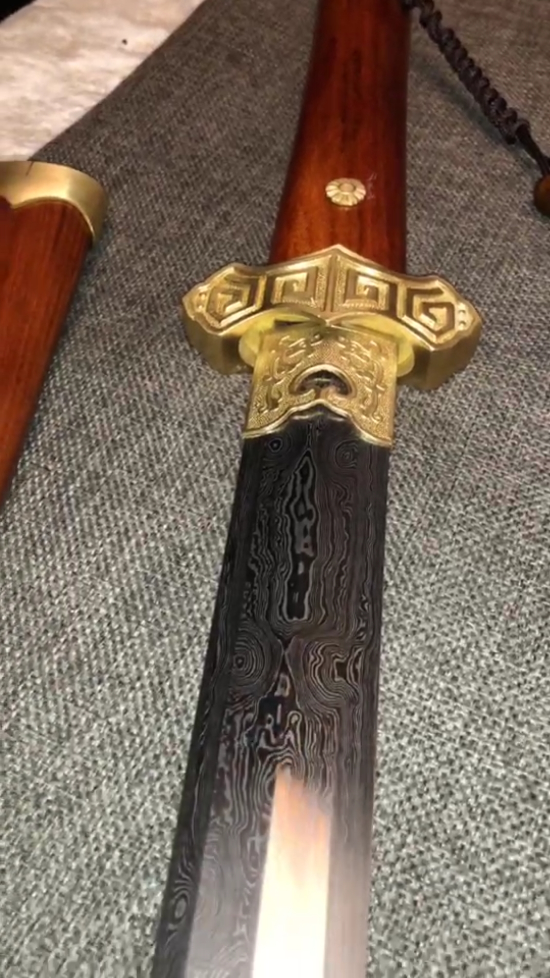 万层钢唐剑羽林军佩剑红木双刃唐刀