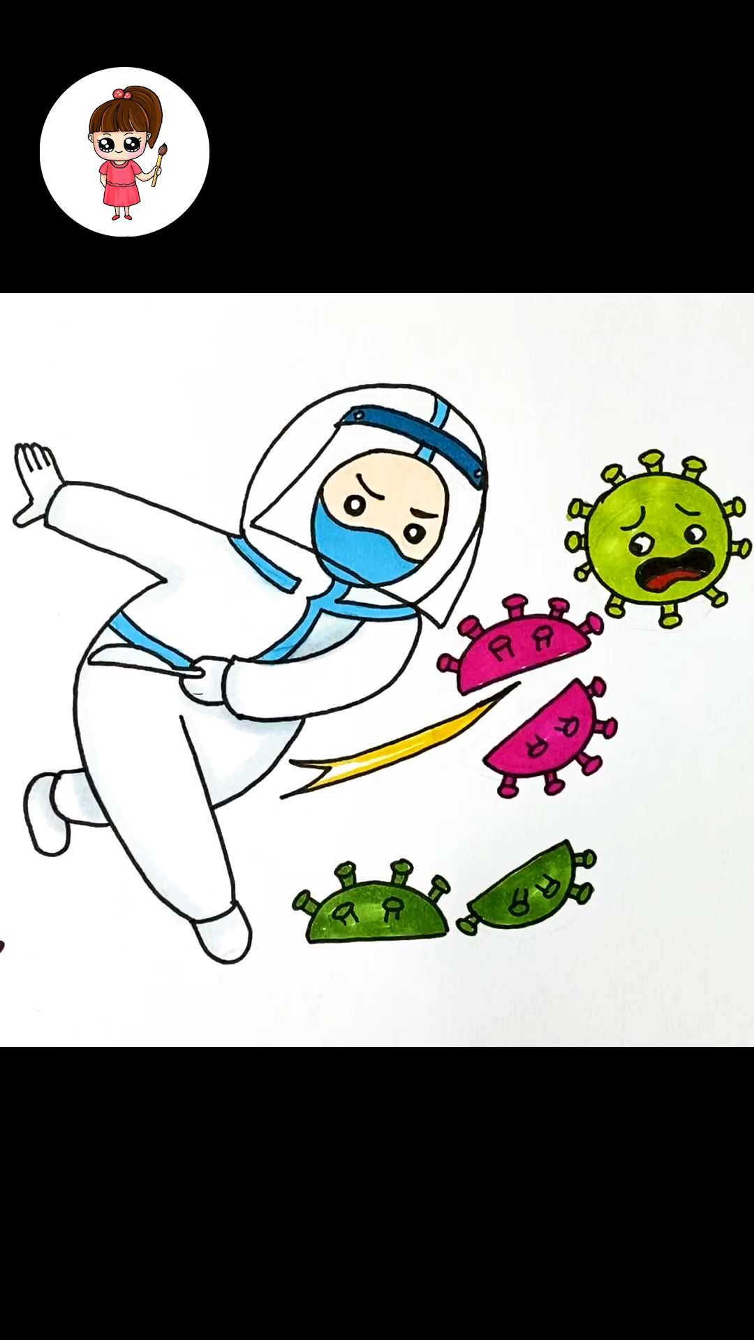 育儿#与病毒作战的医生简笔画-度小视
